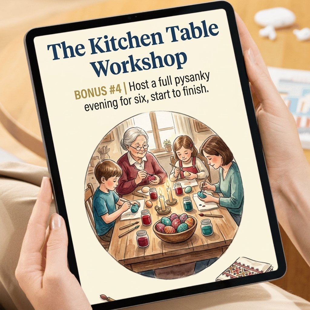 Bonus 4: The Kitchen Table Workshop hosting guide shown on a tablet